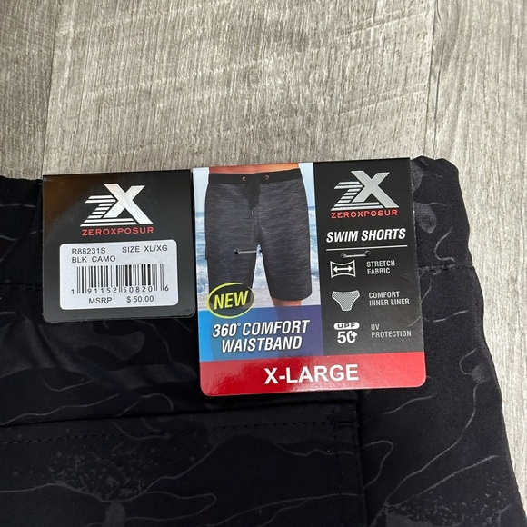 Men's Zeroxposur XL Swim Drawstring Shorts Trunks Hybrid Black Elastic Waist New - Picture 7 of 9